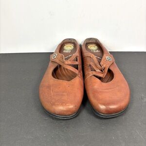 Earth Spirit Leather Mary Jane Flats Women’s 10 Brown Comfort Walking Shoes